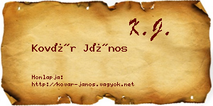 Kovár János névjegykártya